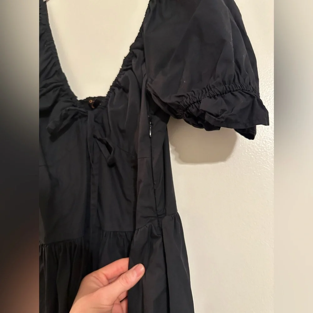 BLACK 100% Organic Cotton Poplin Midi Dress Quince - Picture 6 of 6